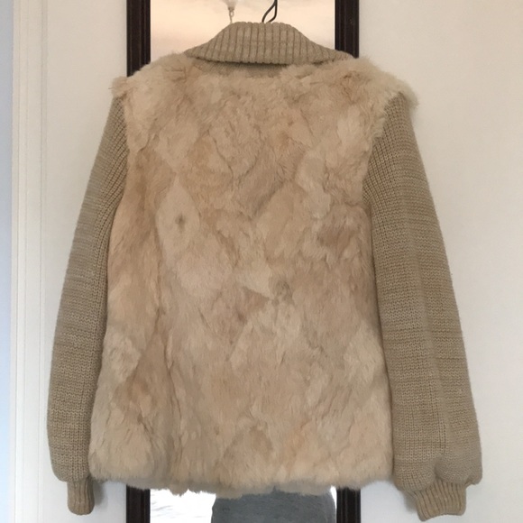 Genuine rabbit fur ecru jacket - Picture 4 of 7